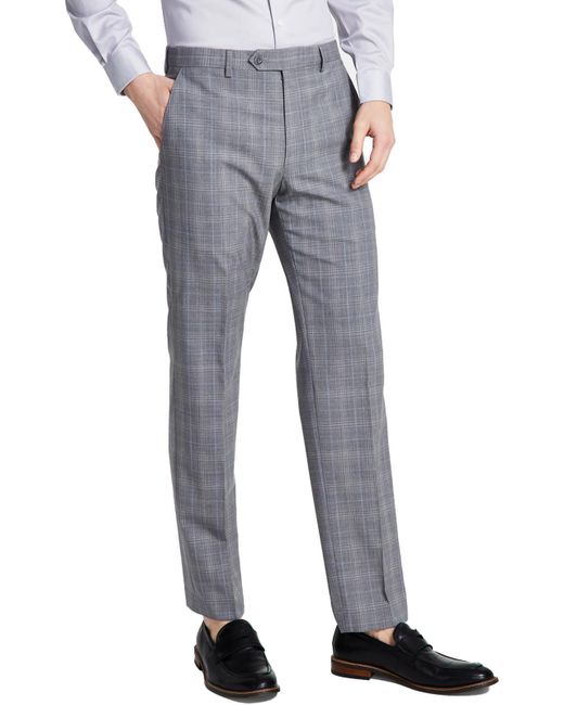 Michael Kors Gray Wool Blend Plaid Suit Pants for men