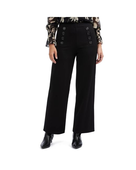 Ellen Tracy Black Wide Leg Pant With Button Detail