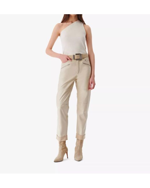 IRO Natural Aysel Straight Leg Leather Pants