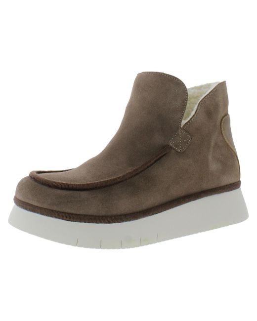 Fly London Brown Coze Faux Suede Platform Ankle Boots