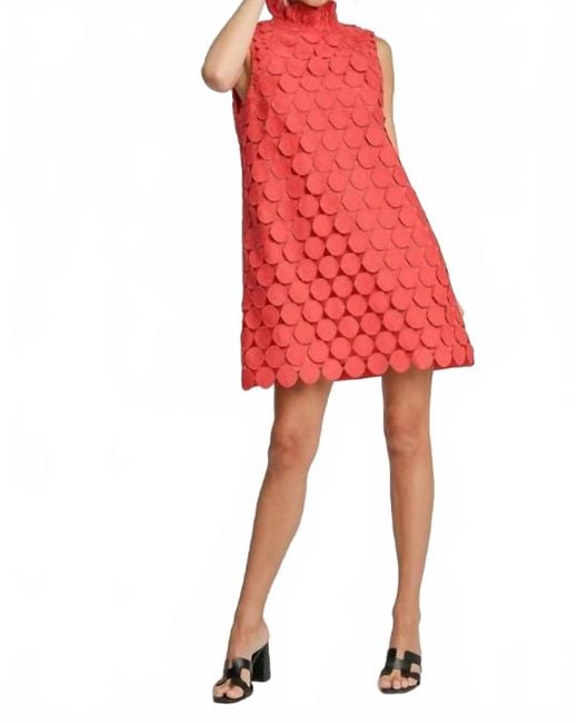 Umgee Red Sleevless Dot Dress