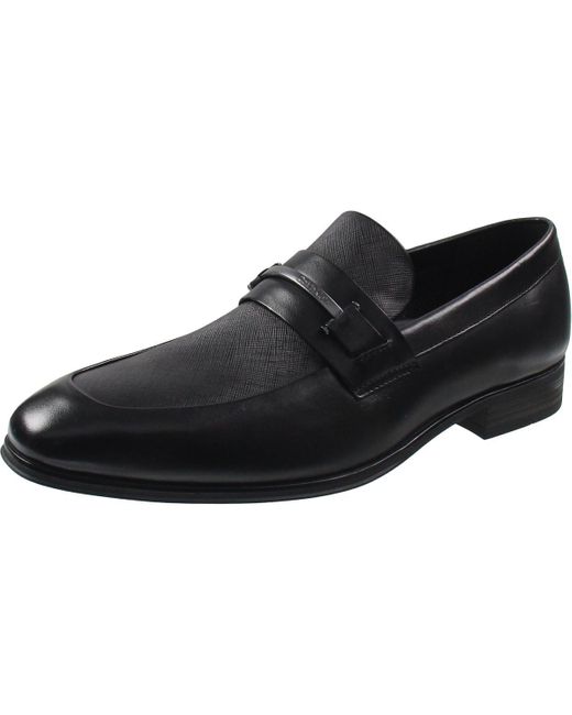 Calvin Klein Black Dillie Leather Slip-On Loafers for men