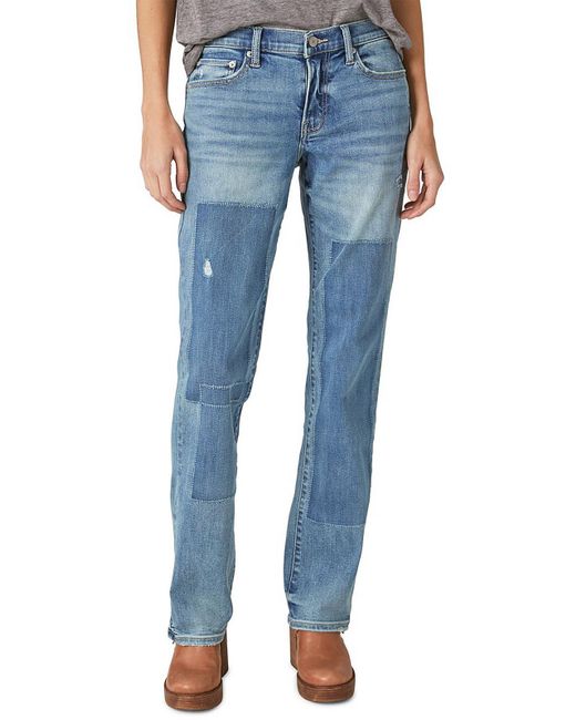 Lucky Brand Blue Sweet Mid-rise Distressed Straight Leg Jeans