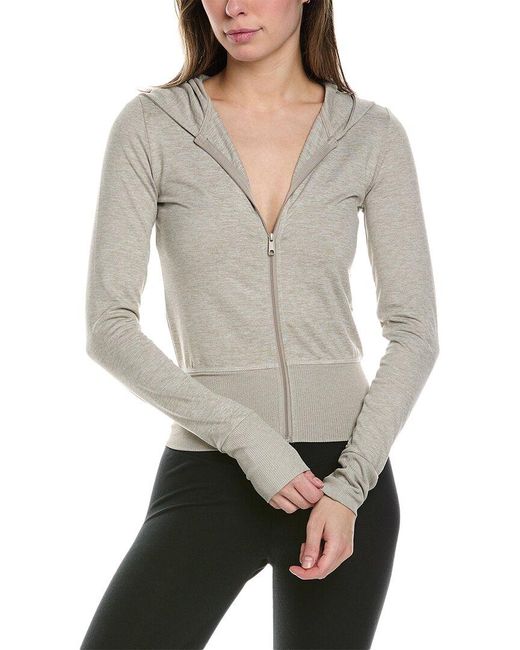 WeWoreWhat Gray Fitted Zip-up Hoodie