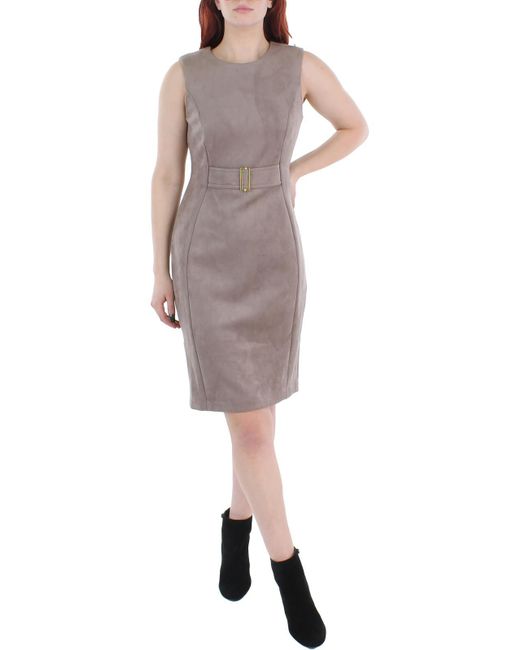 Calvin Klein Gray Faux Suede Mini Sheath Dress