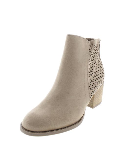 Madden Girl Natural Fayth Laser Cut Almond Toe Ankle Boots