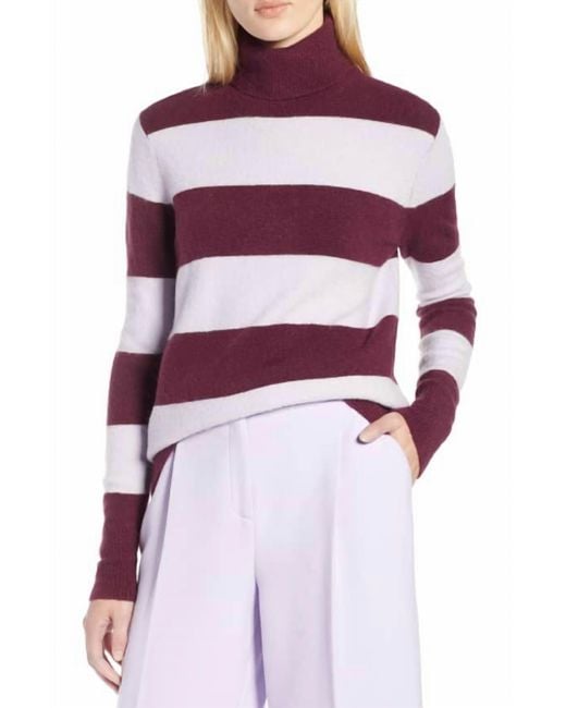 Halogen® Red X Atlantic-Pacific Striped Turtleneck