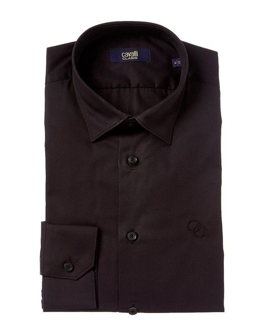 Class Roberto Cavalli Black Slim Fit Dress Shirt for men