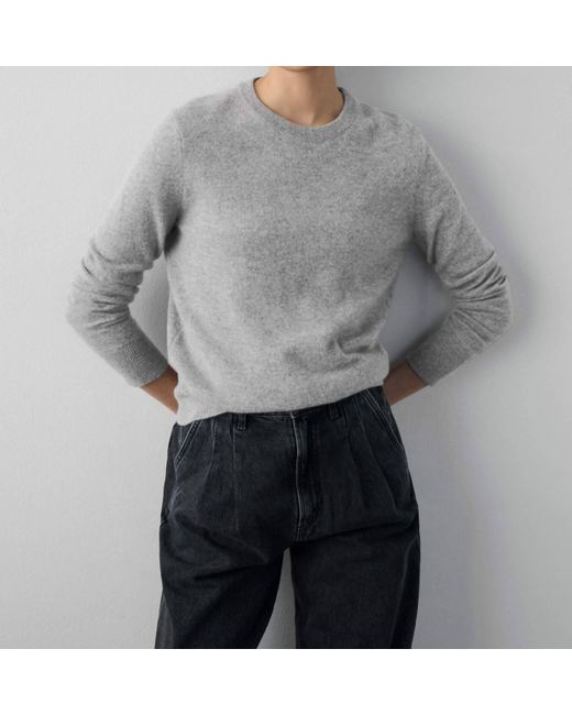 White + Warren Gray Cashmere Core Crewneck Sweater