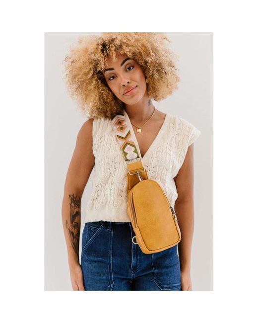 Fashnzfab Blue Sutton Sling Crossbody With Woven Strap