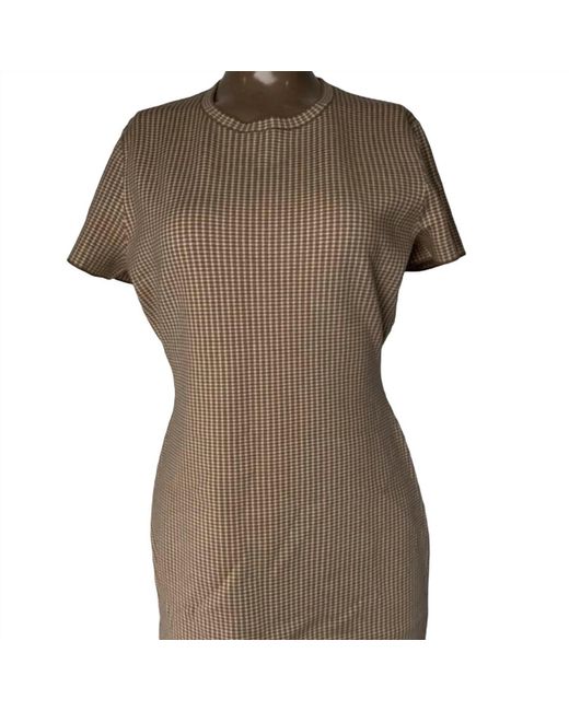 brown satin dress with sleeves Balinda Plaid Mini Dress in Cream Check