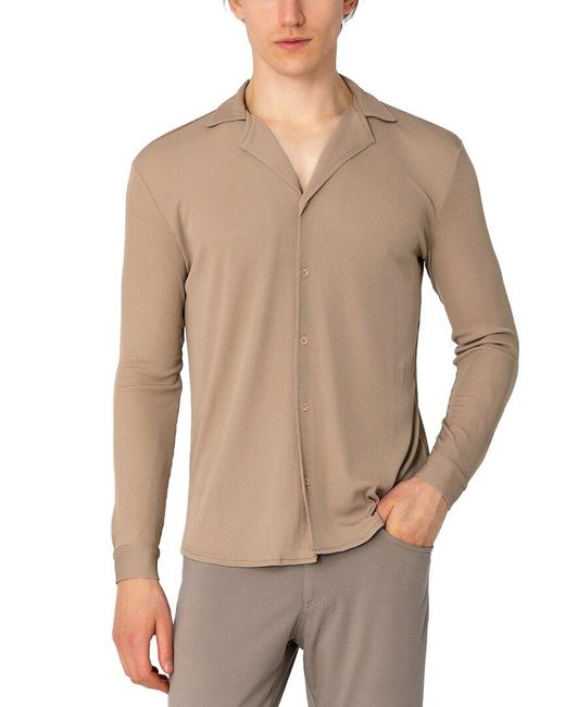 Ron Tomson Natural Lightweight Drapey Plisse Shirt for men
