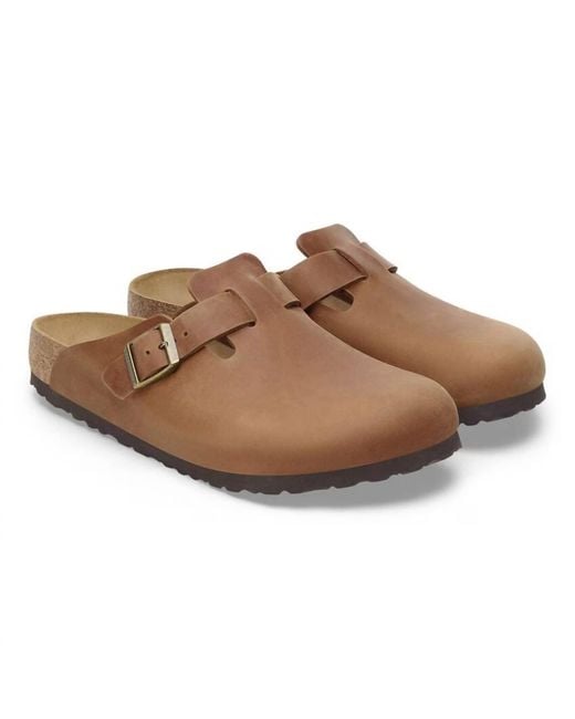 Birkenstock Brown Boston Oiled Leather Clogs