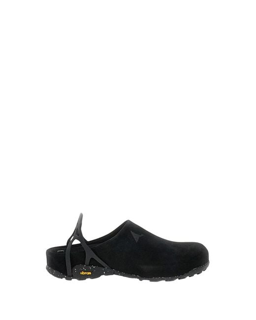 Roa Black Fedaia Suede Clogs for men