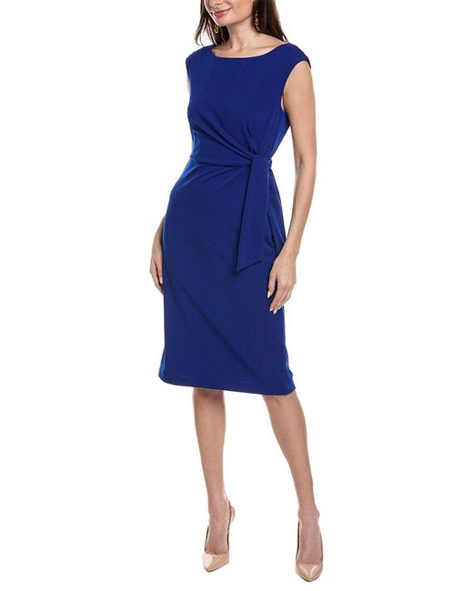 Tahari Blue Tie-waist Sheath Dress