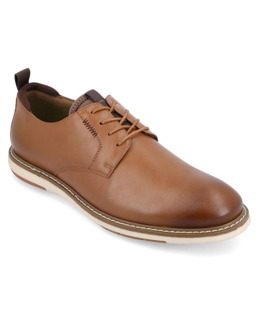 Vance Co. Brown Thad Faux Leather Comfort Derby Shoes for men