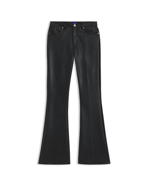 HUGO Blue Faux-Leather Trousers With Flared Leg