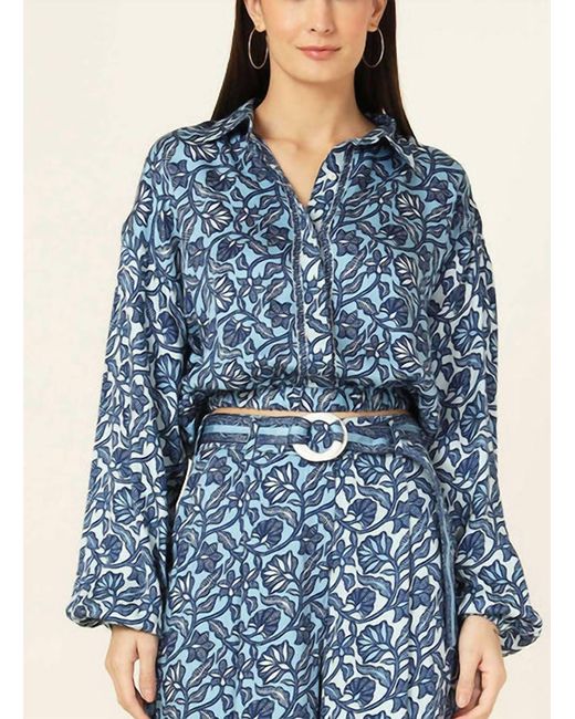 Omika Blue Nero Button Down Blouse