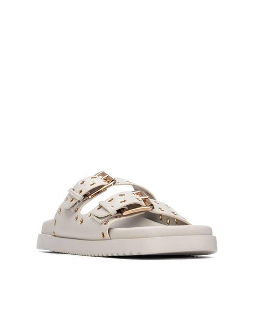 Xti White Eyelets Double Strap Buckle Sandals