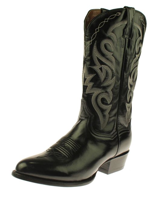 Dan Post Milwaukee Leather Embroidered Cowboy, Western Boots in Black ...