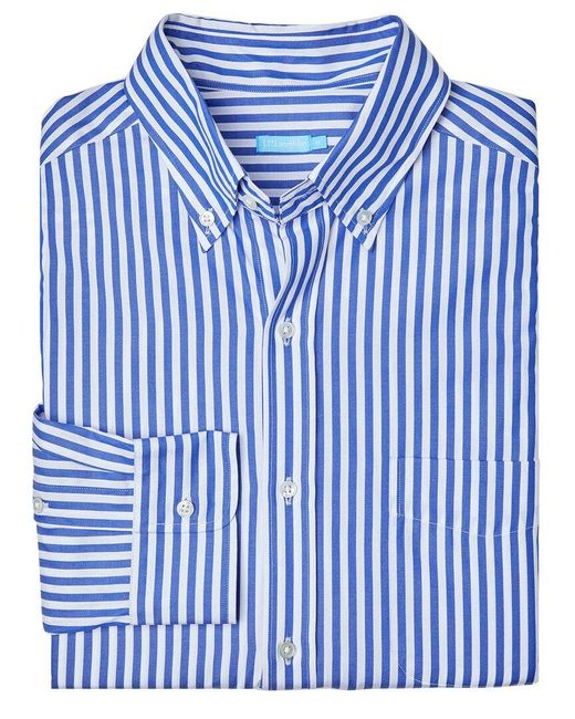 J.McLaughlin Blue Bengal Stripe Collis Shirt for men