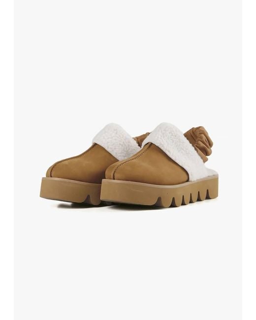 All Black Brown Sherpa Sling Mule