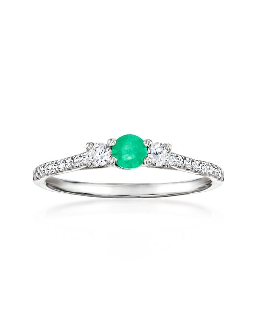 Ross-Simons Blue Emerald Ring With Lab-Grown Diamonds