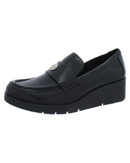 Anne Klein Black Ofelia Faux Leather Slip-on Loafers