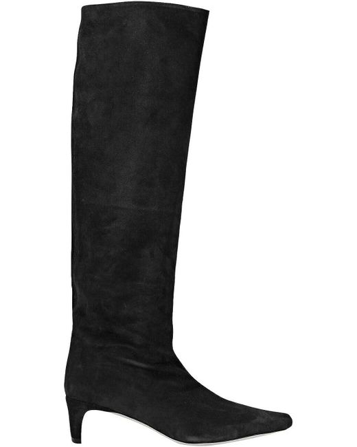 Staud Black Wally Suede Pull On High Boots