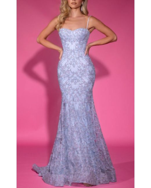 Portia and Scarlett Pink Mermaid Strapless With Glitter Lace