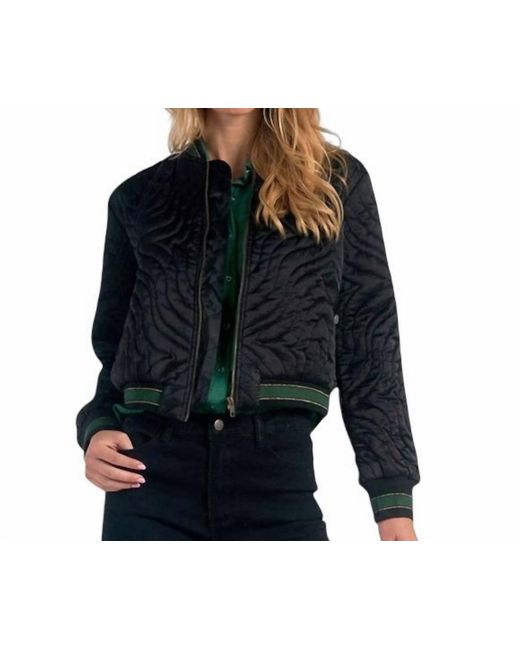 Elan Blue Quilted Bomber Jacket