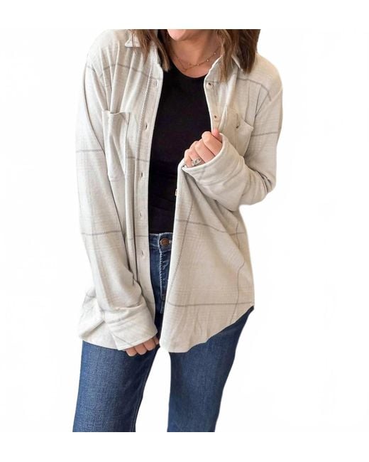 Panache Natural Soft Plaid Button Up Top