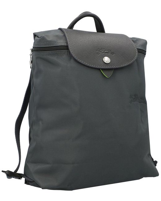 Longchamp Black Le Pliage Green Canvas Backpack