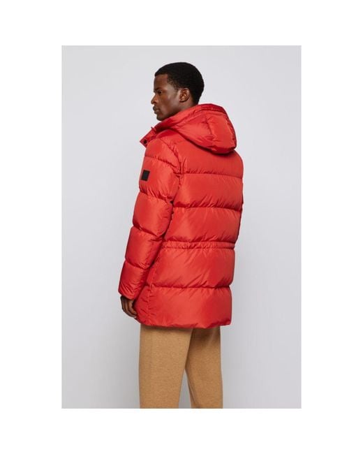 BOSS by HUGO BOSS Hugo - Down Filled Parka Jacket With Water Repellent  Finish in Red for Men | Lyst