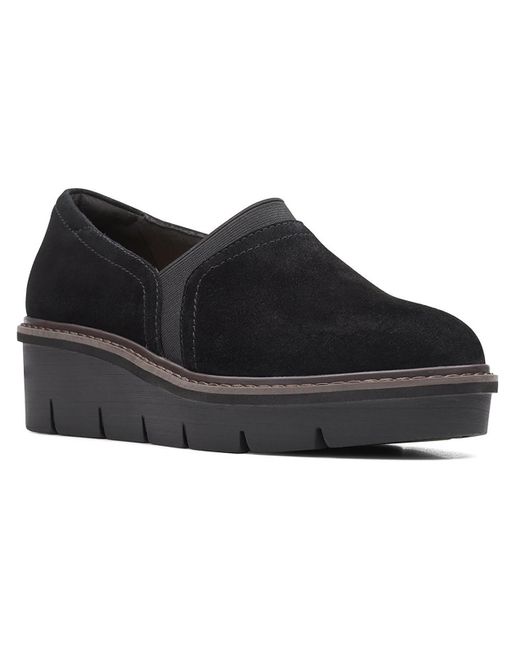 Clarks Black Airabell Mid Suede Slip-on Loafers