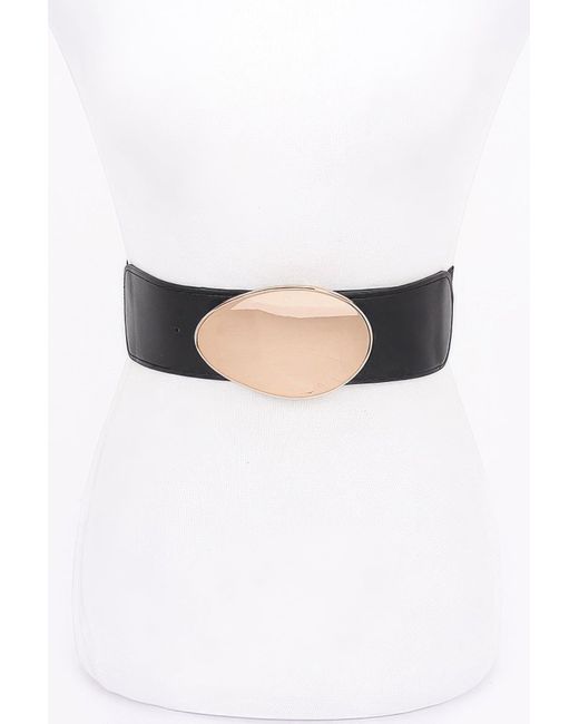 Fashnzfab White Metal Buckle Elastic Belt
