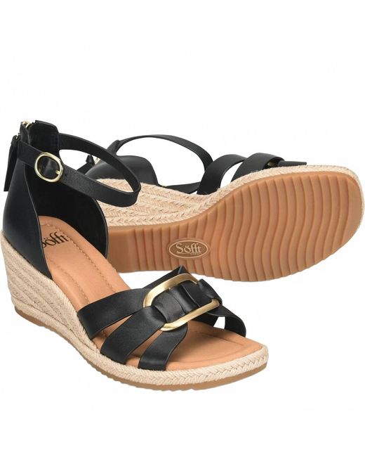 Söfft Black Ivy Wedge Sandals