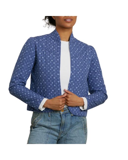 NSF Blue Daisy Crop Quilted Jacket