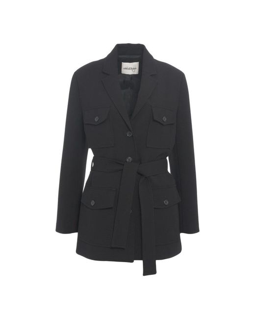 Ottod'Ame Black Tailored Blazer With Waist-Cinching Belt And Notch Collar