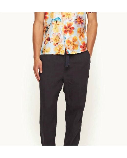 Orlebar Brown Blue Hibbert Silk Shirt for men