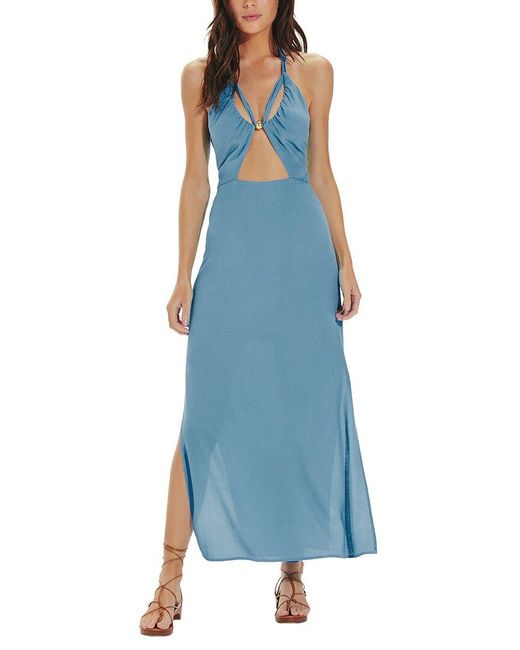 ViX Blue Lidia Detail Midi Dress