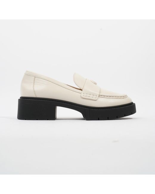 COACH White Leah Loafer Leather