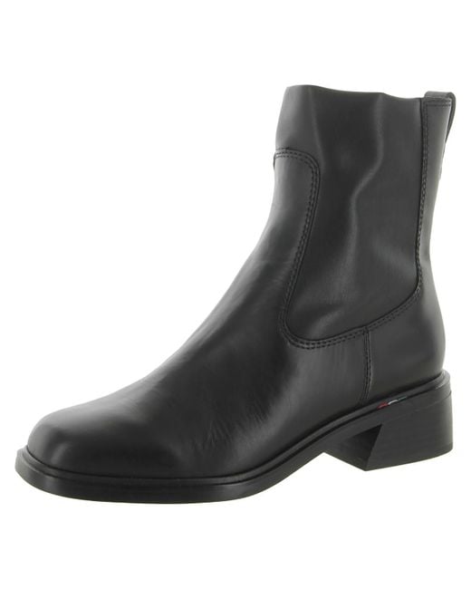Franco Sarto Black Gracelyn Leather Square Toe Ankle Boots