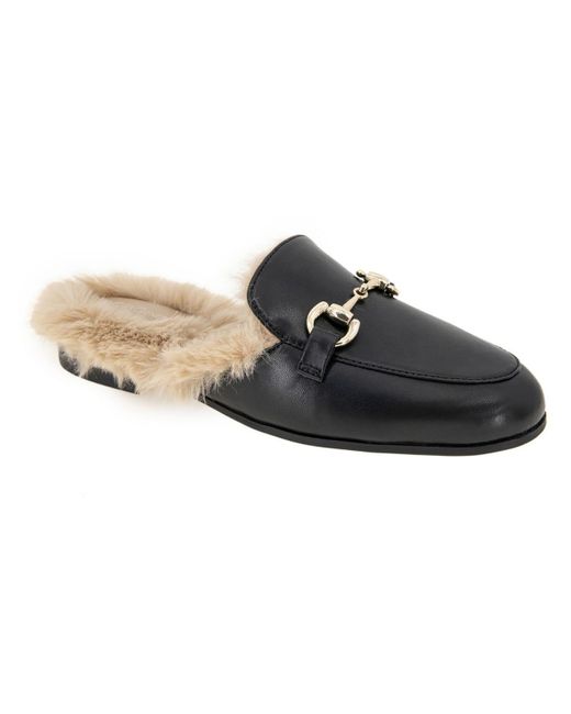 BCBGeneration Black Zorie Faux Leather Loafer Slide Slippers