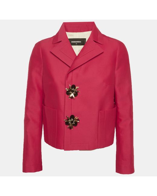 DSquared² Pink Silk Blend Regular Fit Blazer