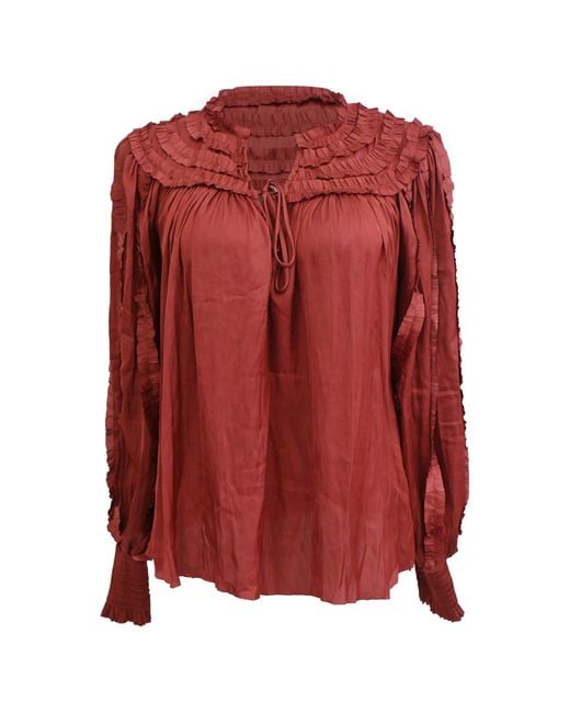 Ulla Johnson Red Mila Ruffle Blouse
