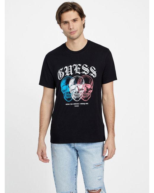 Guess Factory Blue Eco Phase Printed Tee for men