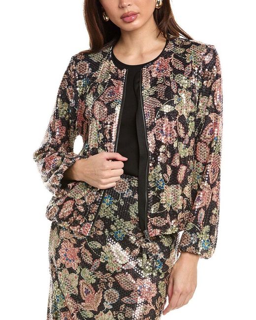 Vince Camuto Black Sequin Bomber Jacket