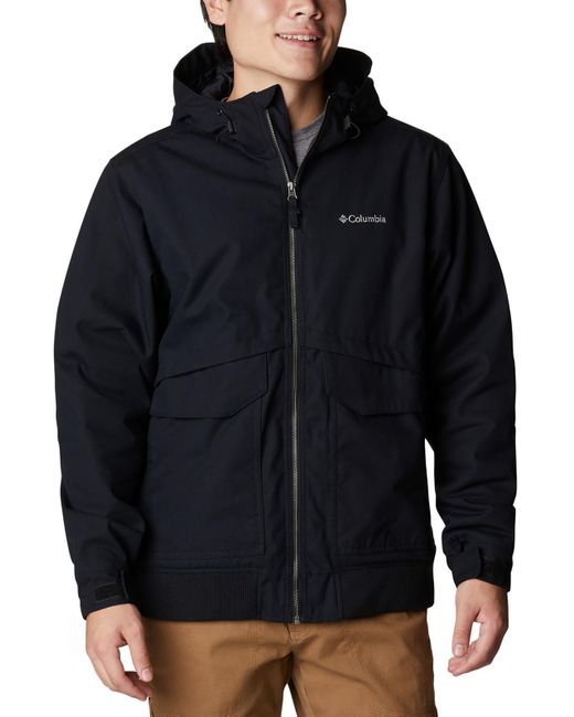 Columbia Heavy Hooded Down Coat in Blue for Men Lyst