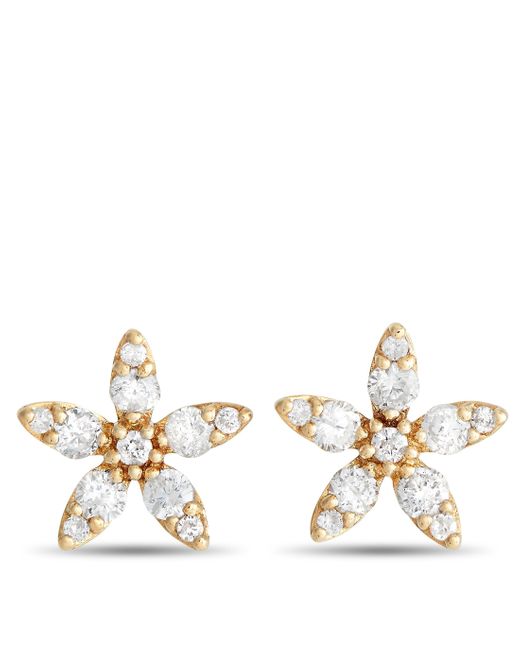Non-Branded Metallic Lb Exclusive 14k Yellow 0.60ct Diamond Flower Earrings Er28577-y